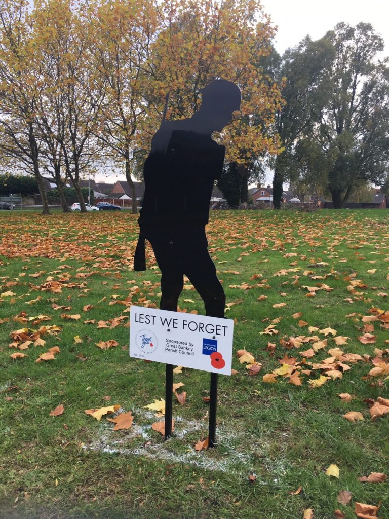 Great Sankey Parish Council install three silent silhouettes to honour war sacrifice